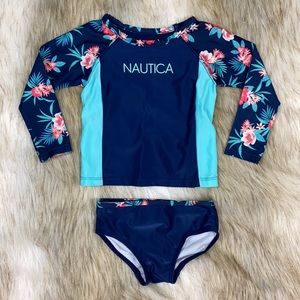 18 Month Nautical Tropical Flower Rash Guard Swim Suit